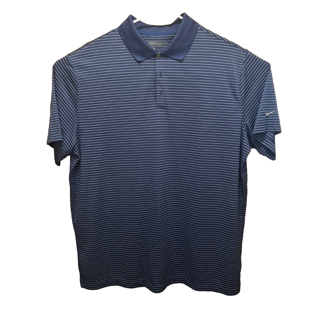 Nike Men's Navy Striped Polo Shirt